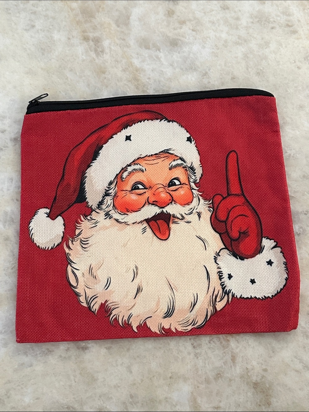 Red Santa Print Zipper Pouch - Men Bags